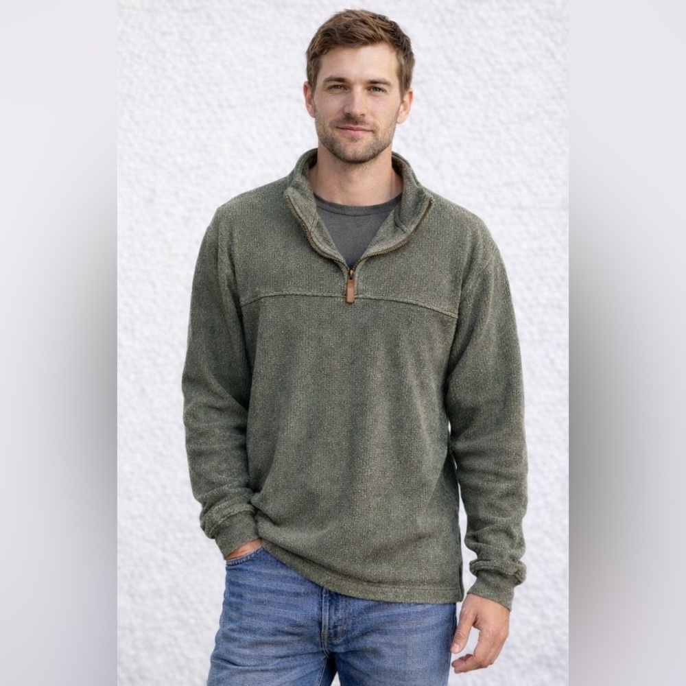 Van Heusen Studio Knit 1/4 Zip Pullover – Green – Size M